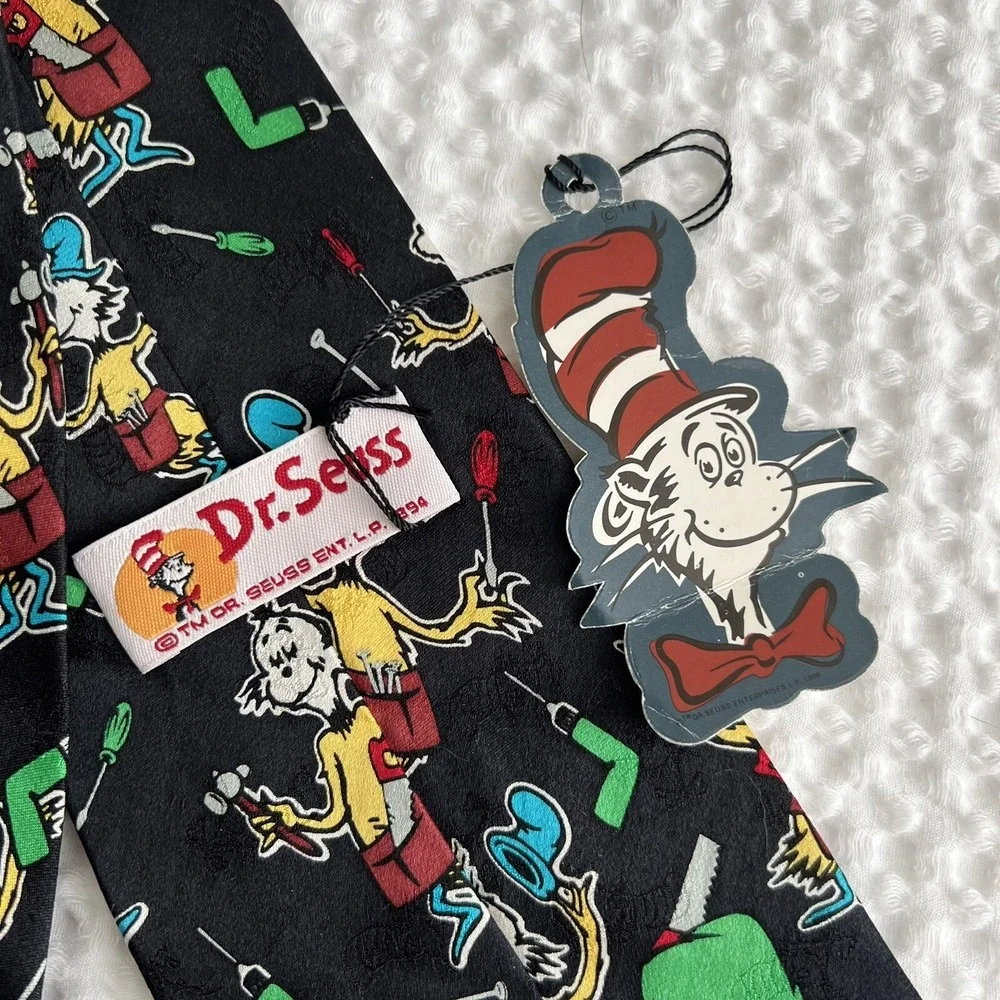Vintage 90s Dr. Seuss Silk Tie Green Eggs And Ham New With Tags Whimsical Preppy